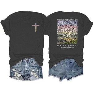 Women's Christian Bible Verse Graphic T Shirts Vintage Jesus Faith Pray Cross
